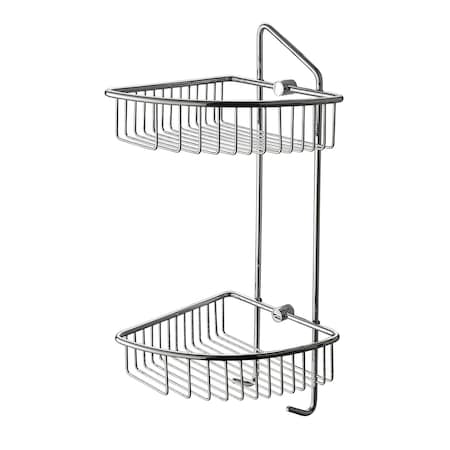 Alfi Brand Polished Chrm Corner Mount Dbl Basket Shower Shelf Bathroom Accessory AB9532